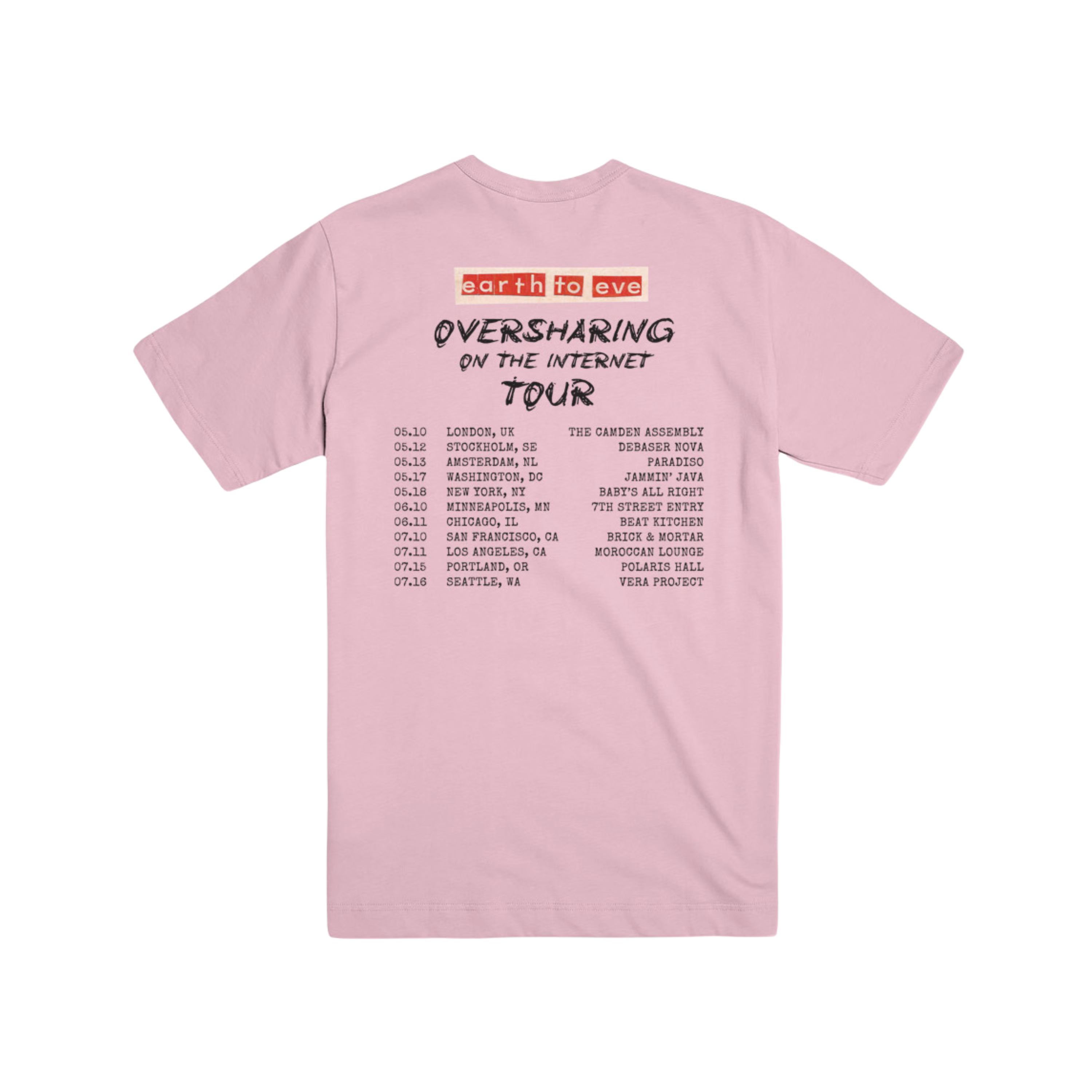 Don't Read To Me Tee back — Oversharing on the Internet Tour dates