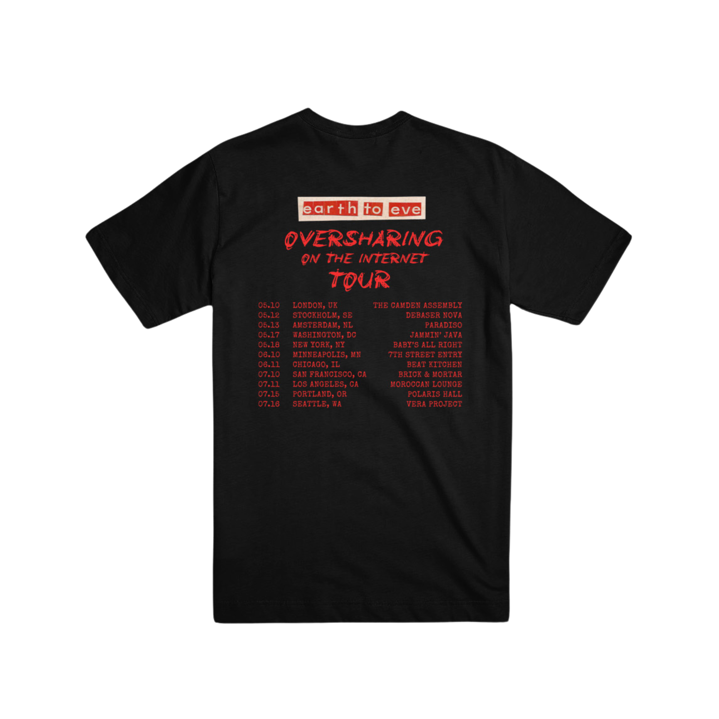 Imposter Tee back — Oversharing on the Internet Tour dates